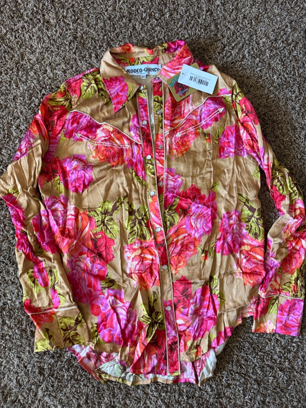 Rodeo Quincy Floral Button-Down Shirt - Pink & Tan